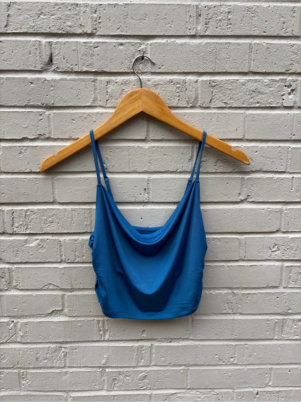 Urban Outfitters Blue Draped Cowl Neck Crop Tank